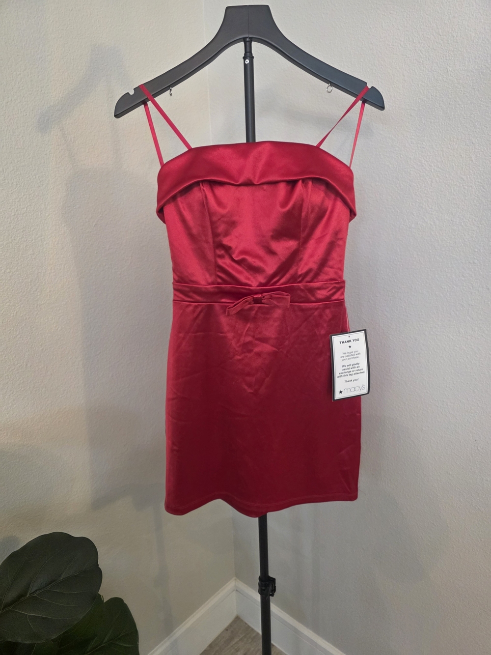 Macy's - Red Satin Strapless Mini Dress
